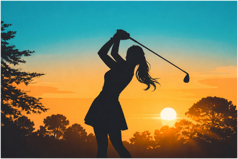 golf-female-golfer-sunset-10156841