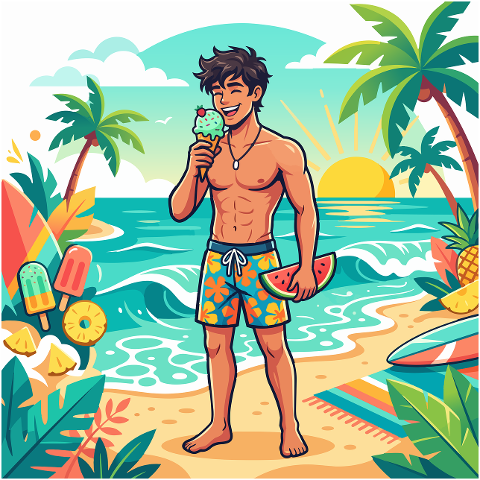 man-beach-ice-cream-watermelon-10402303