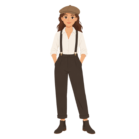 woman-fashion-suspenders-flat-cap-10370845