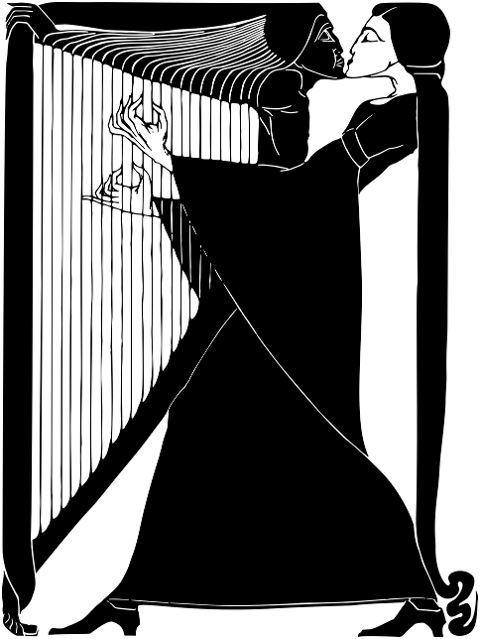 art-nouveau-harp-lovers-silhouette-6121409