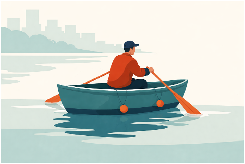 boat-rowing-man-lake-water-calm-10190813