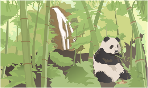 panda-bamboo-waterfall-forest-4197586