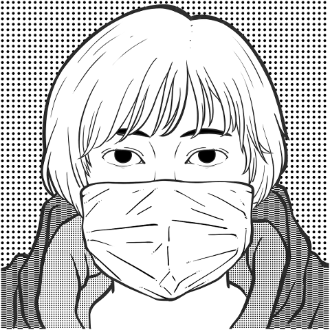cartoon-painting-girl-mask-flu-5123997