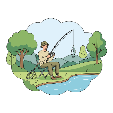 fishing-illustration-fishing-by-river-10088849