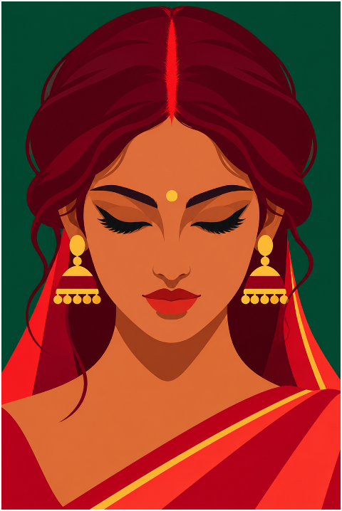 indian-woman-red-sari-bindi-10508488