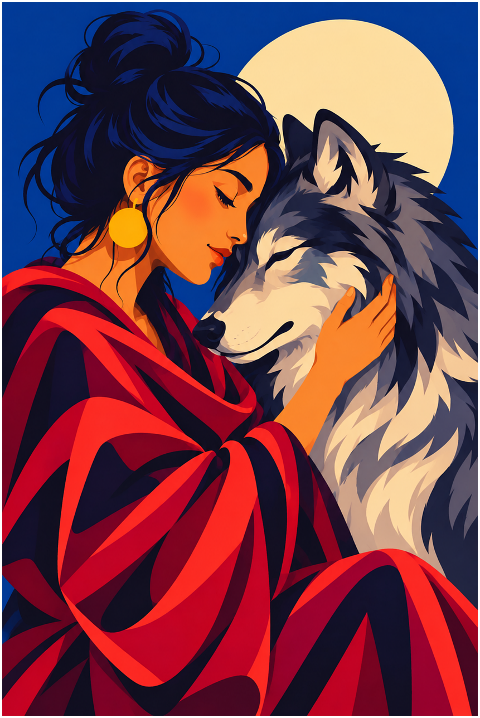 woman-wolf-embrace-friendship-10511506