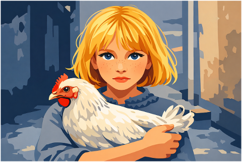 child-holding-chicken-girl-with-hen-10178293