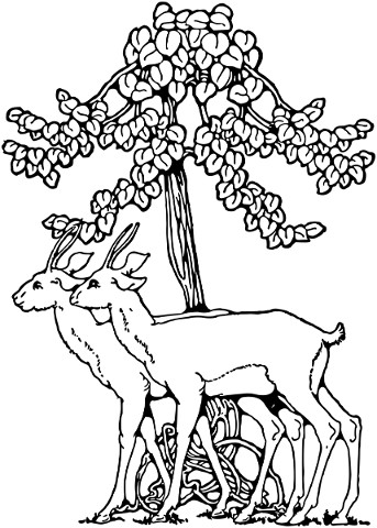 gazelles-tree-line-art-5767887