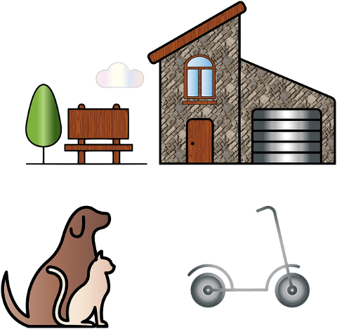 stone-house-animals-scooter-tree-4237314