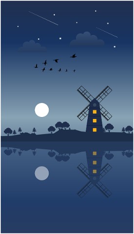 windmill-moon-birds-stars-trees-5689011