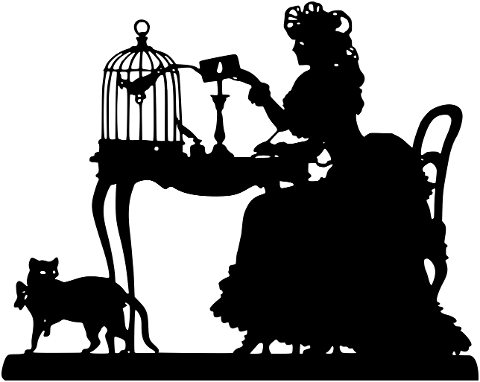 woman-pet-animal-desk-silhouette-8077960