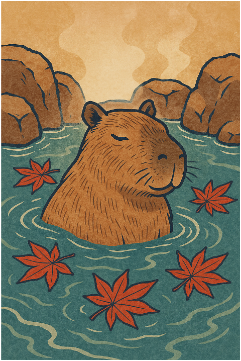 capybara-autumn-japanese-art-onsen-9885919